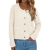 imagePRETTYGARDEN Womens Fall Open Front Cardigan Sweaters Button Down Long Sleeve Casual Winter Cute Knitted ShirtsWhite
