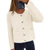 imagePRETTYGARDEN Womens Fall Open Front Cardigan Sweaters Button Down Long Sleeve Casual Winter Cute Knitted ShirtsWhite