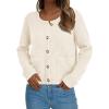 imagePRETTYGARDEN Womens Fall Open Front Cardigan Sweaters Button Down Long Sleeve Casual Winter Cute Knitted ShirtsWhite