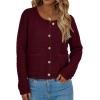 imagePRETTYGARDEN Womens Fall Open Front Cardigan Sweaters Button Down Long Sleeve Casual Winter Cute Knitted ShirtsWine Red