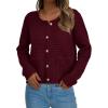 imagePRETTYGARDEN Womens Fall Open Front Cardigan Sweaters Button Down Long Sleeve Casual Winter Cute Knitted ShirtsWine Red