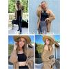 imagePRETTYGARDEN Womens Long Sleeve Open Front Knit Cardigans Sweaters Soft Loose Draped Coat OuterwearBrown