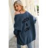 imagePRETTYGARDEN Womens Long Sleeve Open Front Knit Cardigans Sweaters Soft Loose Draped Coat OuterwearDenim Blue