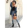 imagePRETTYGARDEN Womens Long Sleeve Open Front Knit Cardigans Sweaters Soft Loose Draped Coat OuterwearDenim Blue