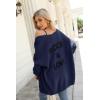 imagePRETTYGARDEN Womens Long Sleeve Open Front Knit Cardigans Sweaters Soft Loose Draped Coat OuterwearNavy