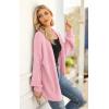 imagePRETTYGARDEN Womens Long Sleeve Open Front Knit Cardigans Sweaters Soft Loose Draped Coat OuterwearPink