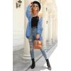 imagePRETTYGARDEN Womens Long Sleeve Open Front Knit Cardigans Sweaters Soft Loose Draped Coat OuterwearSky Blue