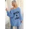 imagePRETTYGARDEN Womens Long Sleeve Open Front Knit Cardigans Sweaters Soft Loose Draped Coat OuterwearSky Blue