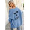 imagePRETTYGARDEN Womens Long Sleeve Open Front Knit Cardigans Sweaters Soft Loose Draped Coat OuterwearSky Blue
