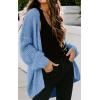 imagePRETTYGARDEN Womens Long Sleeve Open Front Knit Cardigans Sweaters Soft Loose Draped Coat OuterwearSky Blue