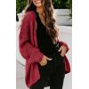 imagePRETTYGARDEN Womens Long Sleeve Open Front Knit Cardigans Sweaters Soft Loose Draped Coat OuterwearWine Red