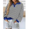 imagePRETTYGARDEN Womens Striped Sweatshirts 2024 Fall Fashion Clothes Casual Long Sleeve Pullover Shirts Preppy TopsStriped Black White