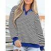 imagePRETTYGARDEN Womens Striped Sweatshirts 2024 Fall Fashion Clothes Casual Long Sleeve Pullover Shirts Preppy TopsStriped Black White