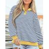 imagePRETTYGARDEN Womens Striped Sweatshirts 2024 Fall Fashion Clothes Casual Long Sleeve Pullover Shirts Preppy TopsStriped Blue White