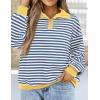 imagePRETTYGARDEN Womens Striped Sweatshirts 2024 Fall Fashion Clothes Casual Long Sleeve Pullover Shirts Preppy TopsStriped Blue White