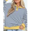 imagePRETTYGARDEN Womens Striped Sweatshirts 2024 Fall Fashion Clothes Casual Long Sleeve Pullover Shirts Preppy TopsStriped Blue White