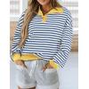 imagePRETTYGARDEN Womens Striped Sweatshirts 2024 Fall Fashion Clothes Casual Long Sleeve Pullover Shirts Preppy TopsStriped Blue White
