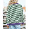 imagePRETTYGARDEN Womens Striped Sweatshirts 2024 Fall Fashion Clothes Casual Long Sleeve Pullover Shirts Preppy TopsStriped Green White
