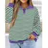 imagePRETTYGARDEN Womens Striped Sweatshirts 2024 Fall Fashion Clothes Casual Long Sleeve Pullover Shirts Preppy TopsStriped Green White