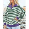 imagePRETTYGARDEN Womens Striped Sweatshirts 2024 Fall Fashion Clothes Casual Long Sleeve Pullover Shirts Preppy TopsStriped Green White