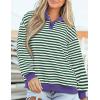 imagePRETTYGARDEN Womens Striped Sweatshirts 2024 Fall Fashion Clothes Casual Long Sleeve Pullover Shirts Preppy TopsStriped Green White