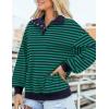 imagePRETTYGARDEN Womens Striped Sweatshirts 2024 Fall Fashion Clothes Casual Long Sleeve Pullover Shirts Preppy TopsStriped Navy Green