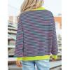 imagePRETTYGARDEN Womens Striped Sweatshirts 2024 Fall Fashion Clothes Casual Long Sleeve Pullover Shirts Preppy TopsStriped Pink Green