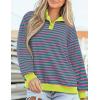 imagePRETTYGARDEN Womens Striped Sweatshirts 2024 Fall Fashion Clothes Casual Long Sleeve Pullover Shirts Preppy TopsStriped Pink Green