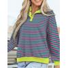 imagePRETTYGARDEN Womens Striped Sweatshirts 2024 Fall Fashion Clothes Casual Long Sleeve Pullover Shirts Preppy TopsStriped Pink Green