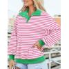 imagePRETTYGARDEN Womens Striped Sweatshirts 2024 Fall Fashion Clothes Casual Long Sleeve Pullover Shirts Preppy TopsStriped Pink White