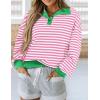 imagePRETTYGARDEN Womens Striped Sweatshirts 2024 Fall Fashion Clothes Casual Long Sleeve Pullover Shirts Preppy TopsStriped Pink White