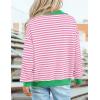 imagePRETTYGARDEN Womens Striped Sweatshirts 2024 Fall Fashion Clothes Casual Long Sleeve Pullover Shirts Preppy TopsStriped Pink White