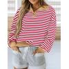 imagePRETTYGARDEN Womens Striped Sweatshirts 2024 Fall Fashion Clothes Casual Long Sleeve Pullover Shirts Preppy TopsStriped Red White