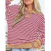 imagePRETTYGARDEN Womens Striped Sweatshirts 2024 Fall Fashion Clothes Casual Long Sleeve Pullover Shirts Preppy TopsStriped Red White