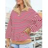 imagePRETTYGARDEN Womens Striped Sweatshirts 2024 Fall Fashion Clothes Casual Long Sleeve Pullover Shirts Preppy TopsStriped Red White