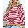 imagePRETTYGARDEN Womens Striped Sweatshirts 2024 Fall Fashion Clothes Casual Long Sleeve Pullover Shirts Preppy TopsStriped Red White