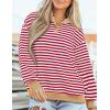 imagePRETTYGARDEN Womens Striped Sweatshirts 2024 Fall Fashion Clothes Casual Long Sleeve Pullover Shirts Preppy TopsStriped Red White