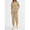 imagePRETTYGARDEN Womens Summer 2 Piece Outfit Tracksuits Casual Short Sleeve Tops High Waisted Sweatpants SetApricot