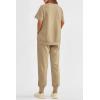 imagePRETTYGARDEN Womens Summer 2 Piece Outfit Tracksuits Casual Short Sleeve Tops High Waisted Sweatpants SetApricot