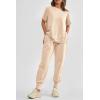 imagePRETTYGARDEN Womens Summer 2 Piece Outfit Tracksuits Casual Short Sleeve Tops High Waisted Sweatpants SetBeige