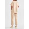 imagePRETTYGARDEN Womens Summer 2 Piece Outfit Tracksuits Casual Short Sleeve Tops High Waisted Sweatpants SetBeige