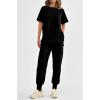imagePRETTYGARDEN Womens Summer 2 Piece Outfit Tracksuits Casual Short Sleeve Tops High Waisted Sweatpants SetBlack