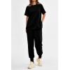 imagePRETTYGARDEN Womens Summer 2 Piece Outfit Tracksuits Casual Short Sleeve Tops High Waisted Sweatpants SetBlack