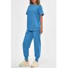imagePRETTYGARDEN Womens Summer 2 Piece Outfit Tracksuits Casual Short Sleeve Tops High Waisted Sweatpants SetBlue