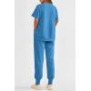 imagePRETTYGARDEN Womens Summer 2 Piece Outfit Tracksuits Casual Short Sleeve Tops High Waisted Sweatpants SetBlue