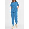 imagePRETTYGARDEN Womens Summer 2 Piece Outfit Tracksuits Casual Short Sleeve Tops High Waisted Sweatpants SetBlue