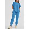 imagePRETTYGARDEN Womens Summer 2 Piece Outfit Tracksuits Casual Short Sleeve Tops High Waisted Sweatpants SetBlue