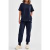 imagePRETTYGARDEN Womens Summer 2 Piece Outfit Tracksuits Casual Short Sleeve Tops High Waisted Sweatpants SetDark Blue
