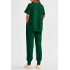 imagePRETTYGARDEN Womens Summer 2 Piece Outfit Tracksuits Casual Short Sleeve Tops High Waisted Sweatpants SetDark Green