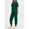 imagePRETTYGARDEN Womens Summer 2 Piece Outfit Tracksuits Casual Short Sleeve Tops High Waisted Sweatpants SetDark Green